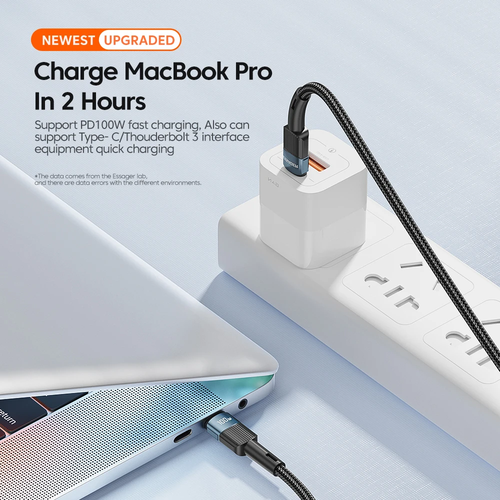 Essager 100ワットusbタイプc usb cケーブルUSB-C pd急速充電器macbookサムスンxiaomiタイプc usbc用ケーブル3メートル