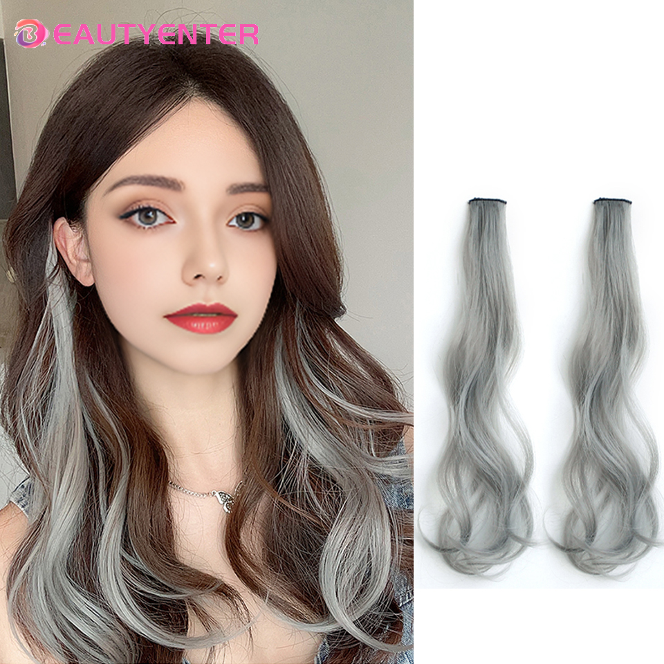 One-piece color highlights of curly hair hanging ear hair wig piece female long hair simulation invisible hair extension