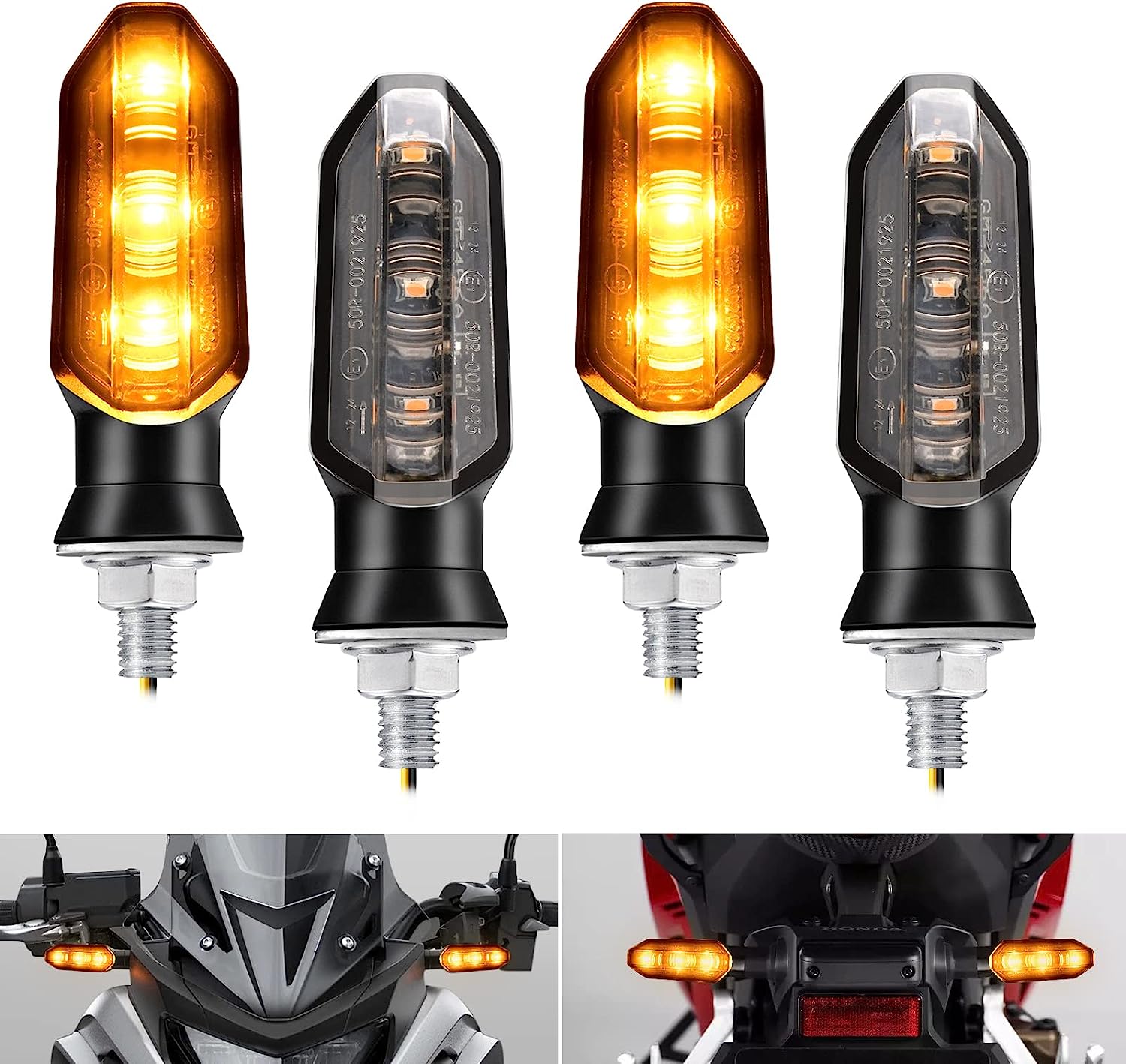 Mini Motocicleta LED Turn Signal Lights, Amber Flashing Light, Blinker Lamp, 12V, Indicador de Moto, Acessórios, 8mm