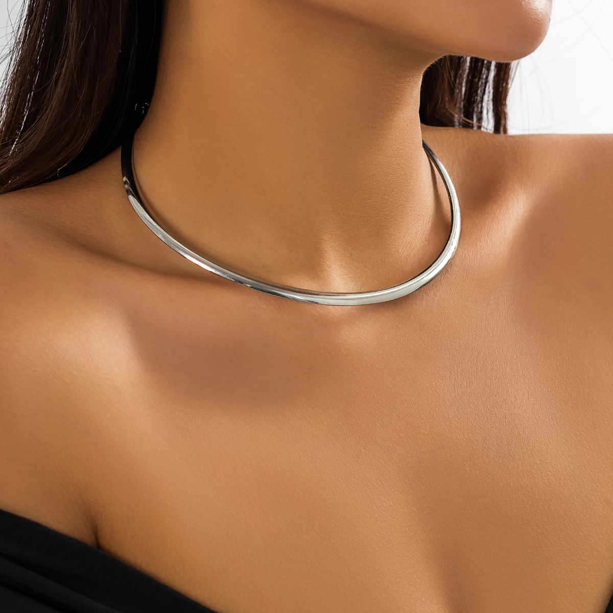 Collar elegante y sencillo con círculo grueso para mujer, Gargantilla a la moda, joyería de moda en el cuello, accesorios para mujer 2023