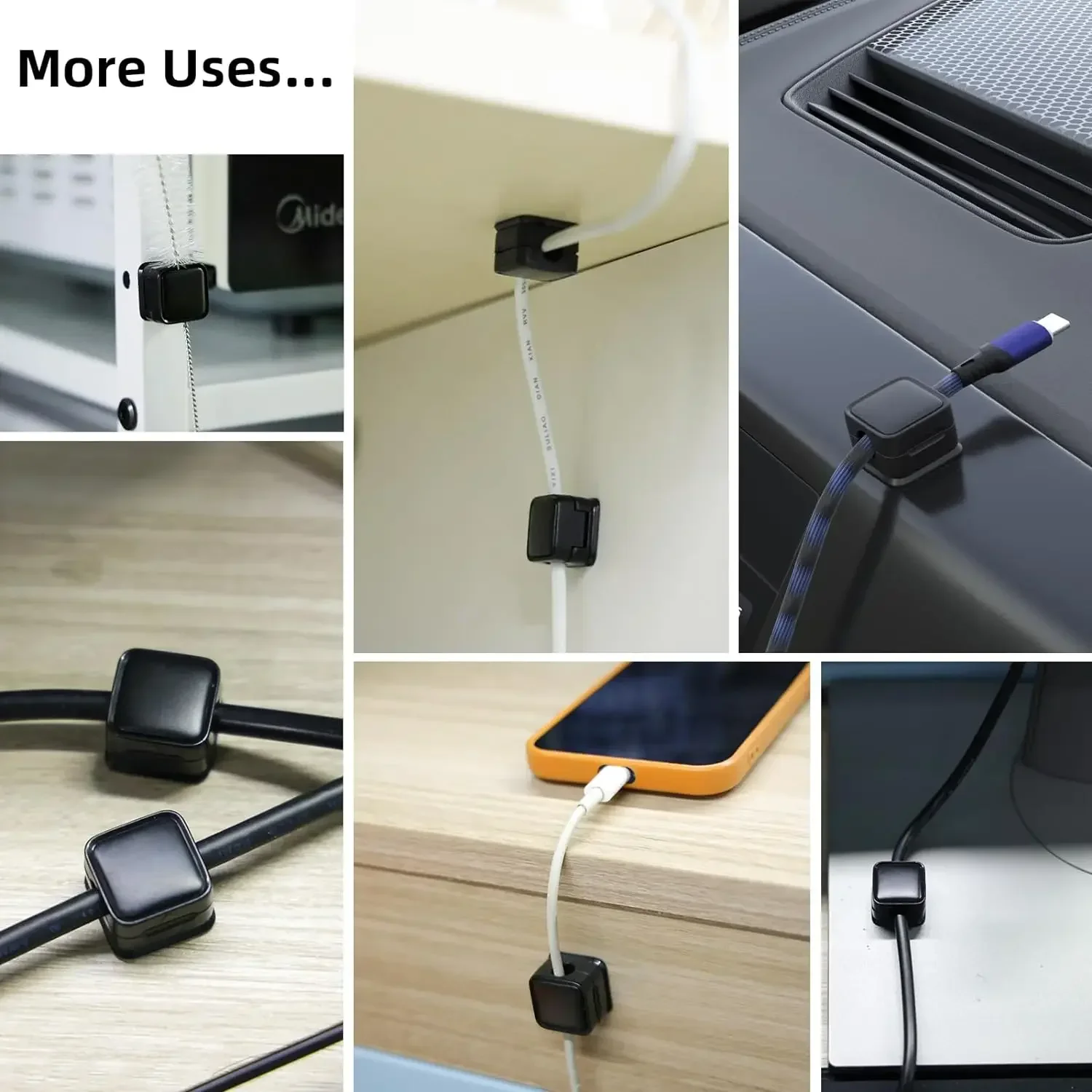 6 clip magnetiche per cavi, supporto per cavi liscio e regolabile sotto la scrivania, gestione dei cavi, supporto per organizer per cavi
