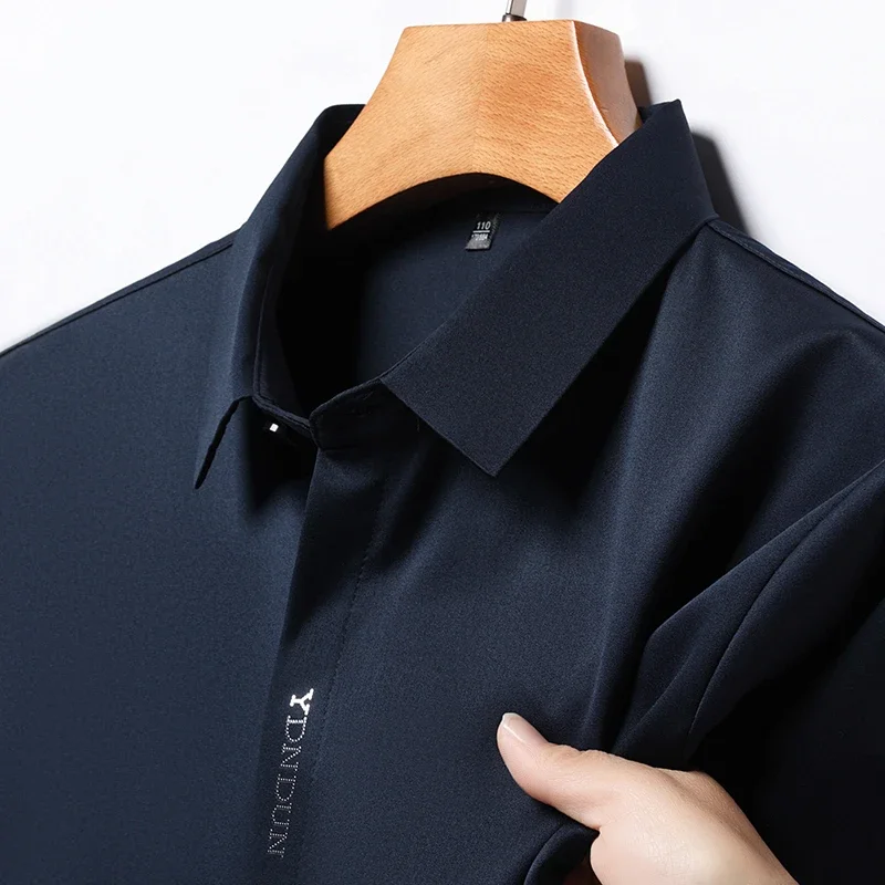 Camisa informal de negocios para hombre, camisa de manga corta de Color sólido, resistente a las arrugas, sin arrugas, Top versátil cómodo para todas las estaciones, nueva