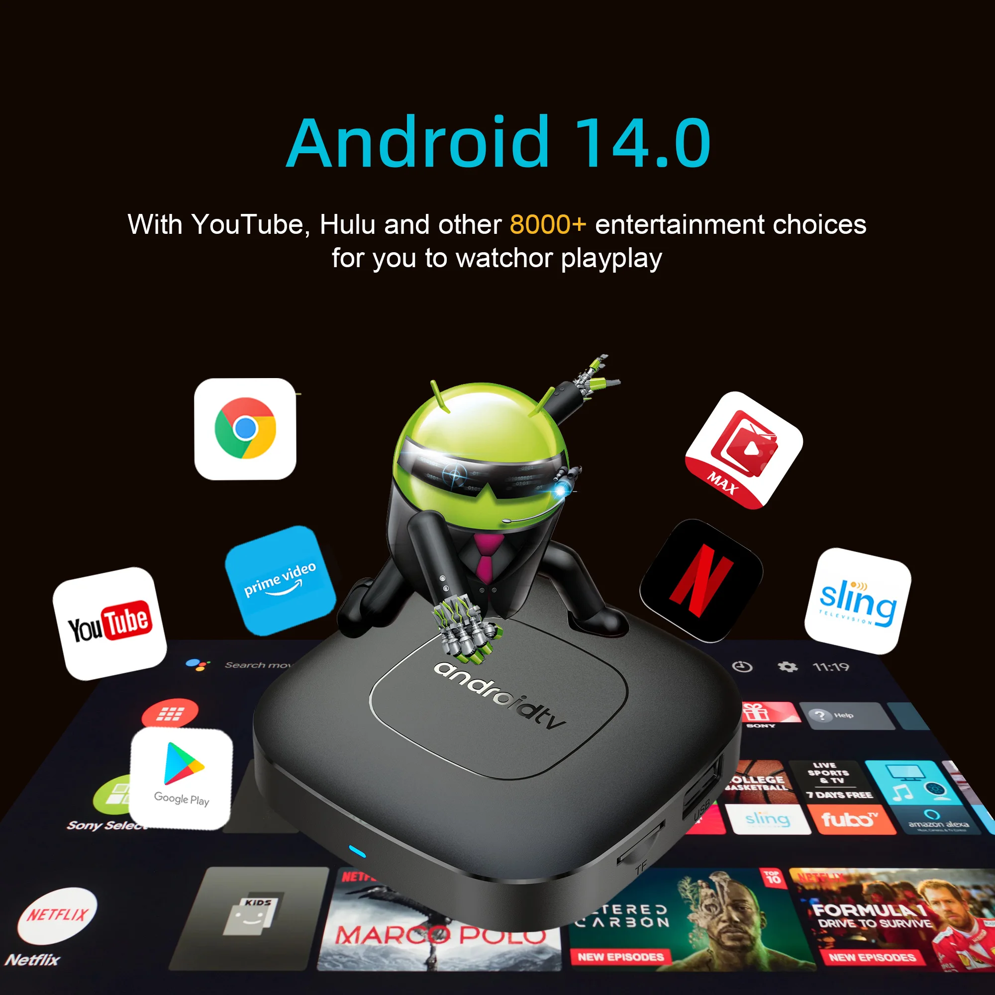 Mortal T1 WIFI6 กล่องสมาร์ททีวี Android 14 Allwinner H313 โฮมเธียเตอร์ 2G8G16G รองรับบลูทูธ 4K กล่องรับสัญญาณทีวีสดและฟรี