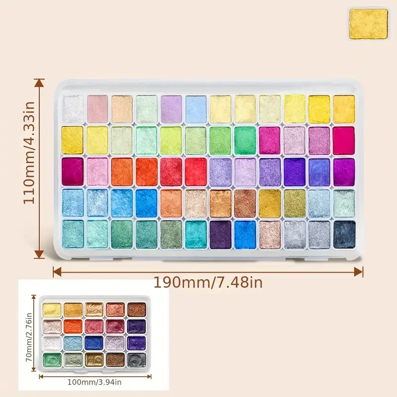 20/60/96 Glitzer-Aquarellfarbe, Mini-Forstwirtschaft, verschiebbares Aquarell-Malset, farbverschiebendes Aquarell-Farbset