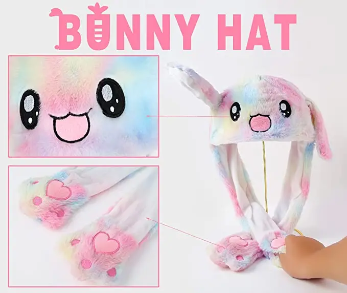 หูค่าเฉลี่ยหมวกกระต่ายน่ารักคอสเพลย์ปาร์ตี้ตลกการ์ตูนเกมหมวก Plush กระโดดหูย้ายหมวกหมวกแปลกใหม่สำหรับเด็กผู้ใหญ่