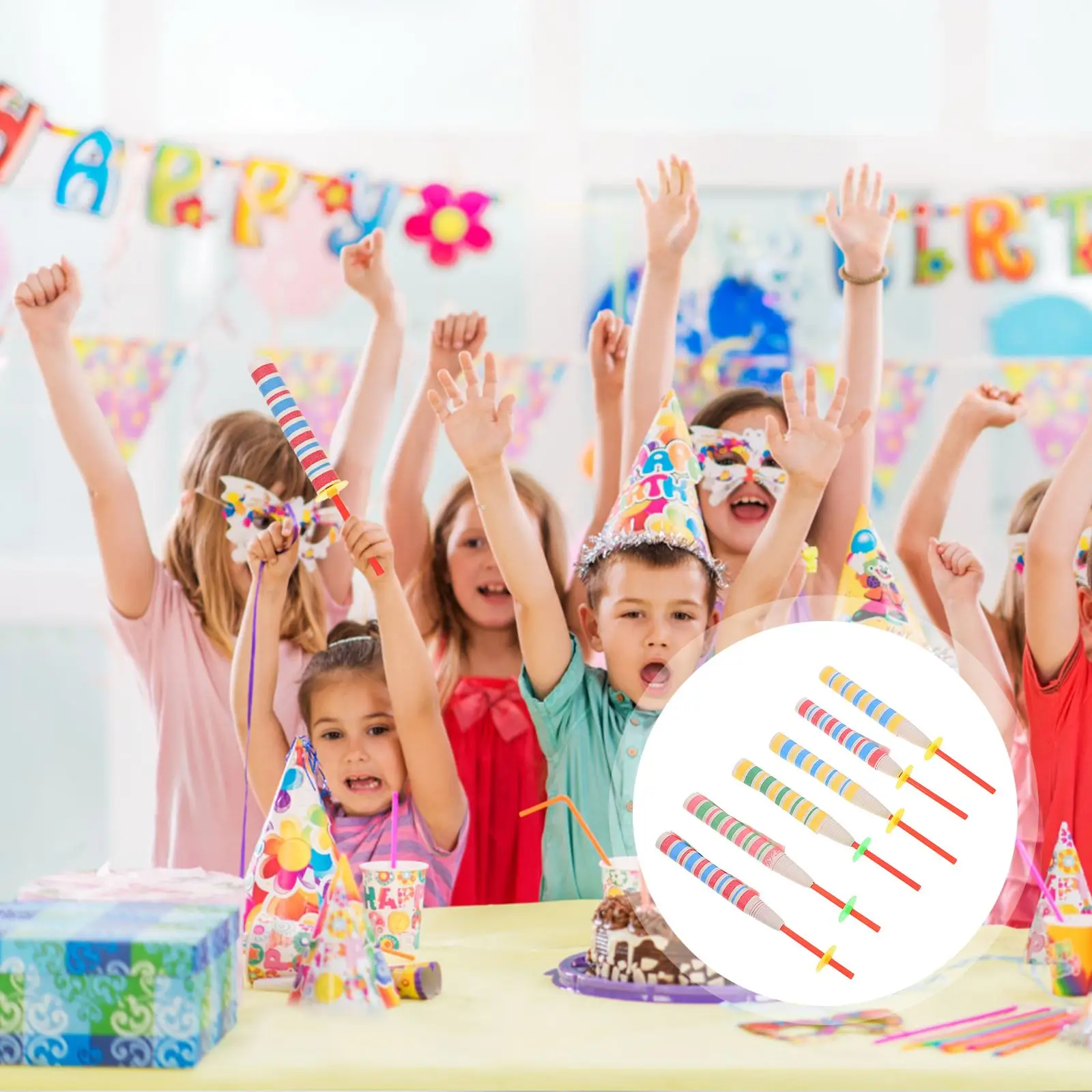 6 ชิ้นของเล่นเด็กกระดาษดอกไม้ Flickers สําหรับเด็กเด็กตลกของเล่น Party Favor รางวัลวันเกิด Party Telescopic