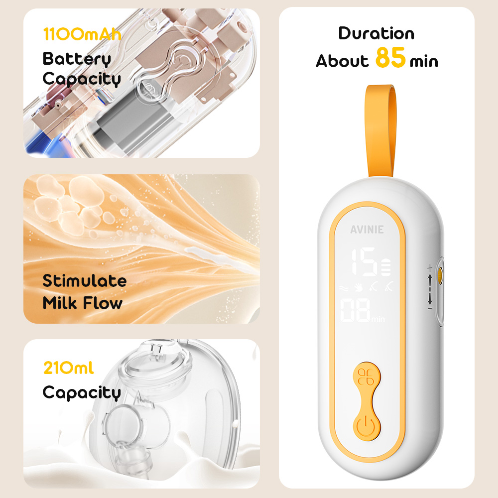 Extractor de leche manos libres portátil, extractor de lactancia de poco ruido con 4 modos, 15 niveles, doble extractor de leche materna eléctrico