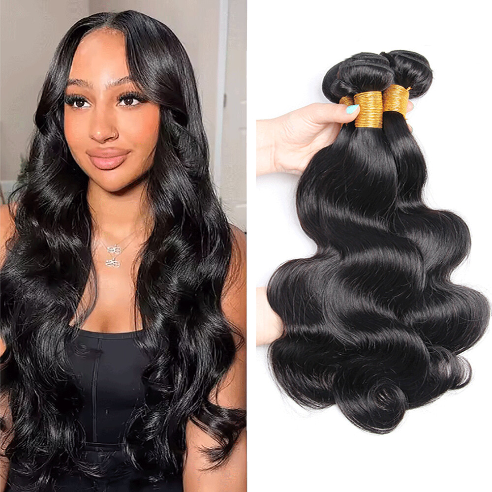 Körperwellen-Bündel, schwarzes brasilianisches Echthaar, Maschine, Doppelschuss, 105 g, ein Bündel für Frauen, günstig im Angebot