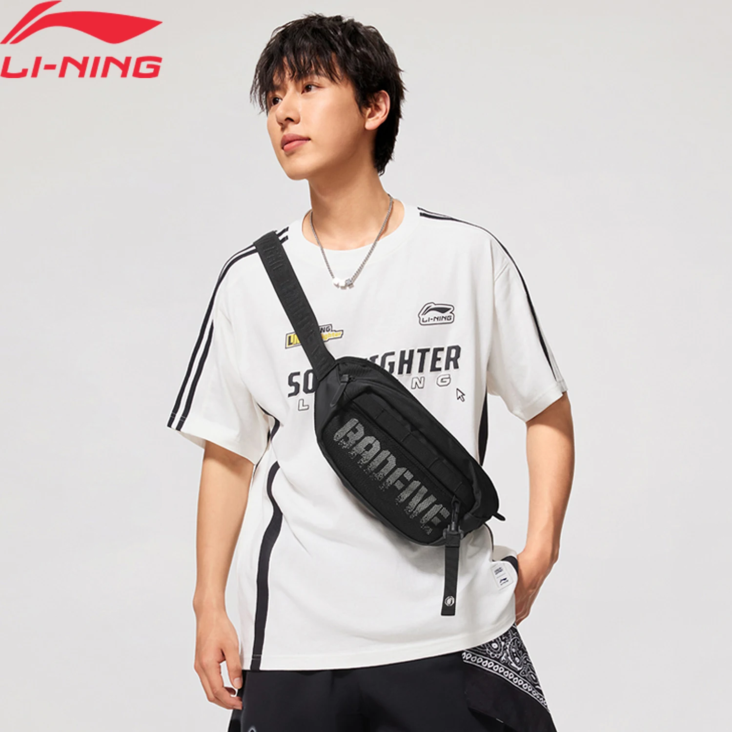 Li-Ning унисекс баскетбольная нагрудная сумка BADFIVE AT PROOF SMART 330*90*160 мм 100% полиэстер с подкладкой для мужчин и женщин сумки через плечо ABDV077