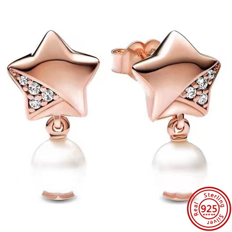 925 prata esterlina rosa ouro zircão studs brincos de argola círculo diy feminino original jóias finas noivado presente feminino
