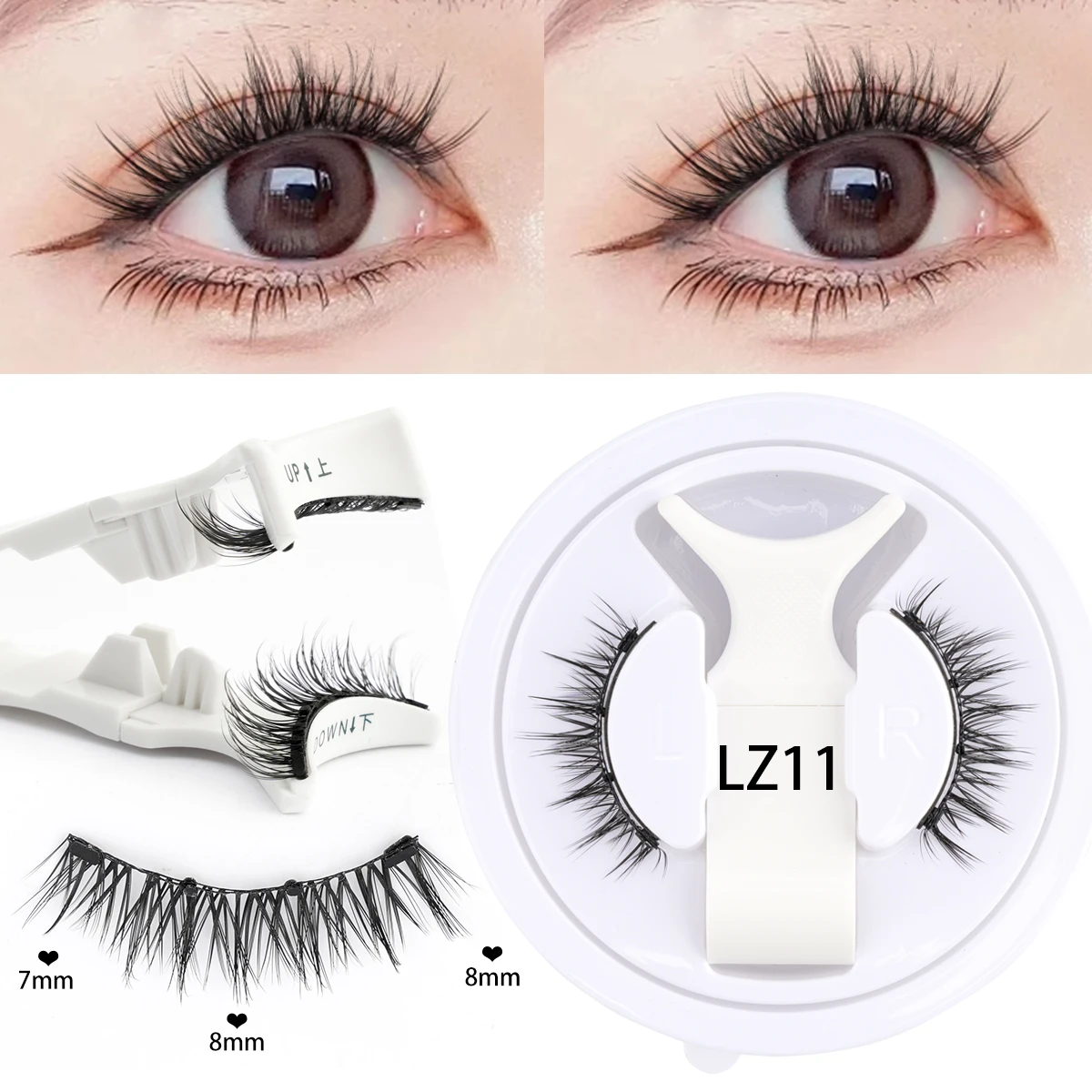 Kit de pestañas magnéticas reutilizables con pinzas magnéticas, pestañas postizas de visón de aspecto Natural, pestañas magnéticas fáciles de aplicar para maquillaje de ojos