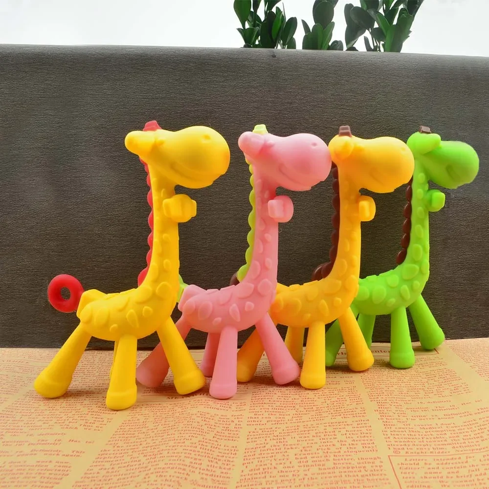 1PCS เด็กซิลิโคนการงอกของฟันแปรงสีฟัน BPA ฟรียีราฟรูปร่างปลอดภัย Toddle Teether Chew ของเล่น Teethers บรรเทาทารกเหงือก