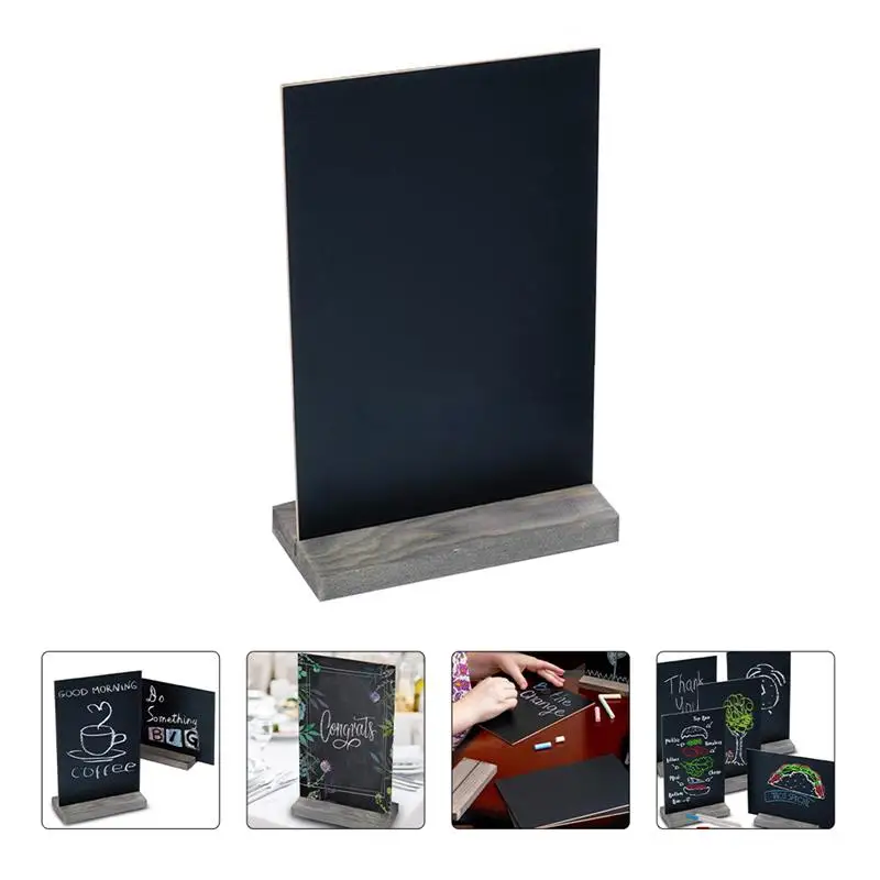2PCS Mini Wooden Chalkboard Double Sided Message Board Small Memo Board Wedding Chalk Sign Menu Label For Coffee Table Home
