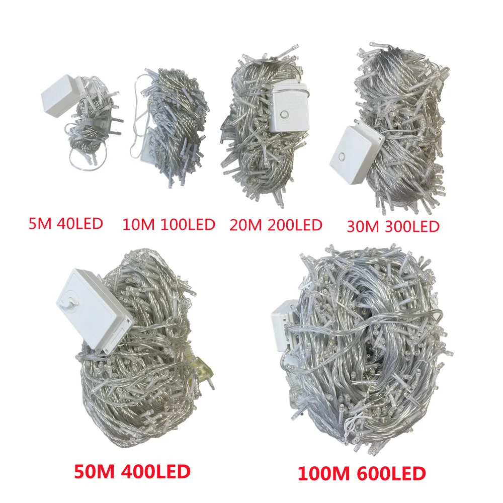 คริสต์มาสไฟ 5M 10M 20M 30M 50M 100M LED String Fairy Light 8 โหมดคริสต์มาสไฟสําหรับงานแต่งงานวันหยุดไฟ