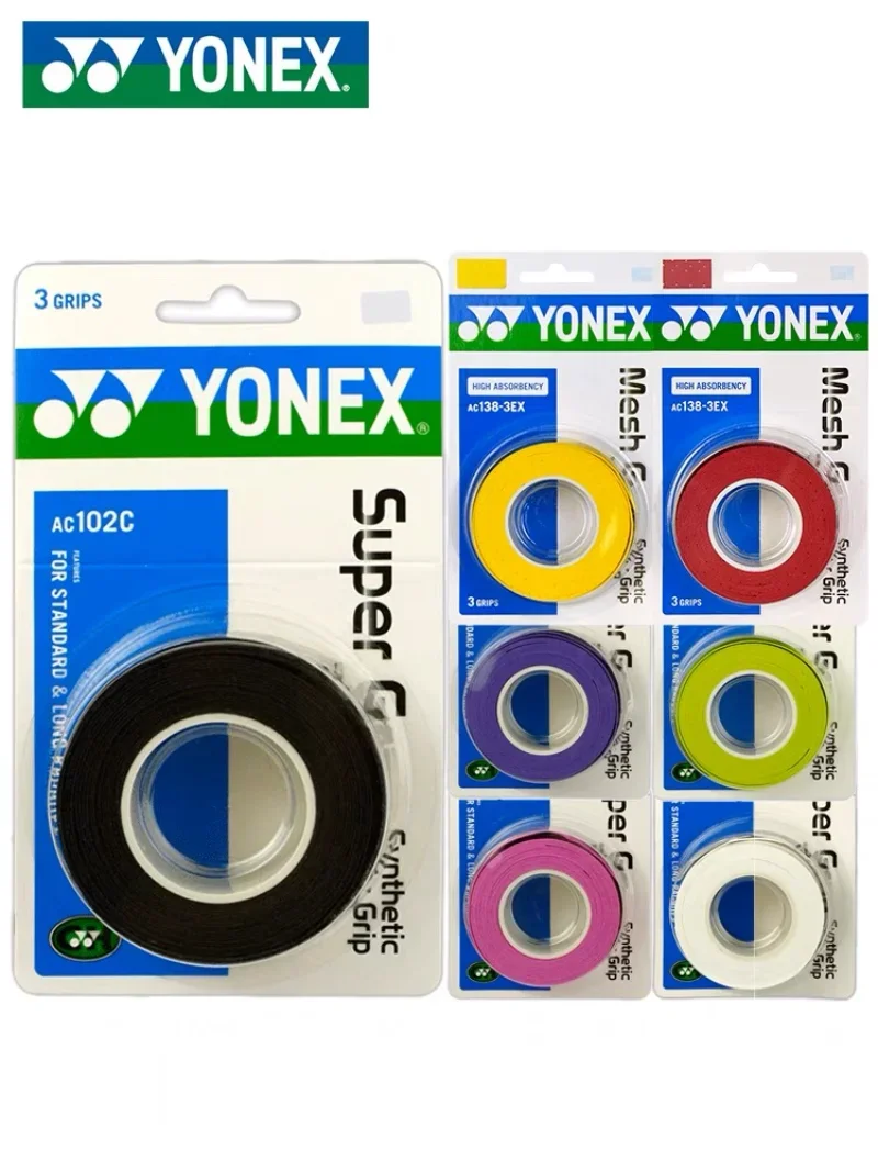 YONEX 3 uchwyty/opakowanie AC102 AC102EX 102C klej do rąk rakieta do tenisa i badmintona profesjonalne rakiety antypoślizgowe Padel Sticky Grip