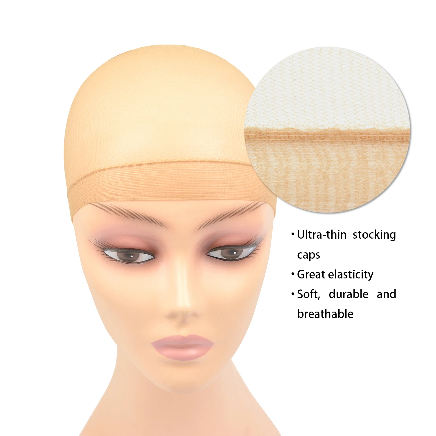 2Pcs HD Stocking Wig Caps Hair Net for Lace Front Wig Stretchy Wig Caps Thin and Breathable Mesh Nylon