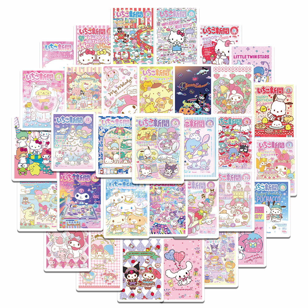 65 pçs sanrio etiquetas de vedação adesivos estéticos decorativos papelaria portátil bonito dos desenhos animados olá kitty decalques crianças presente brinquedos