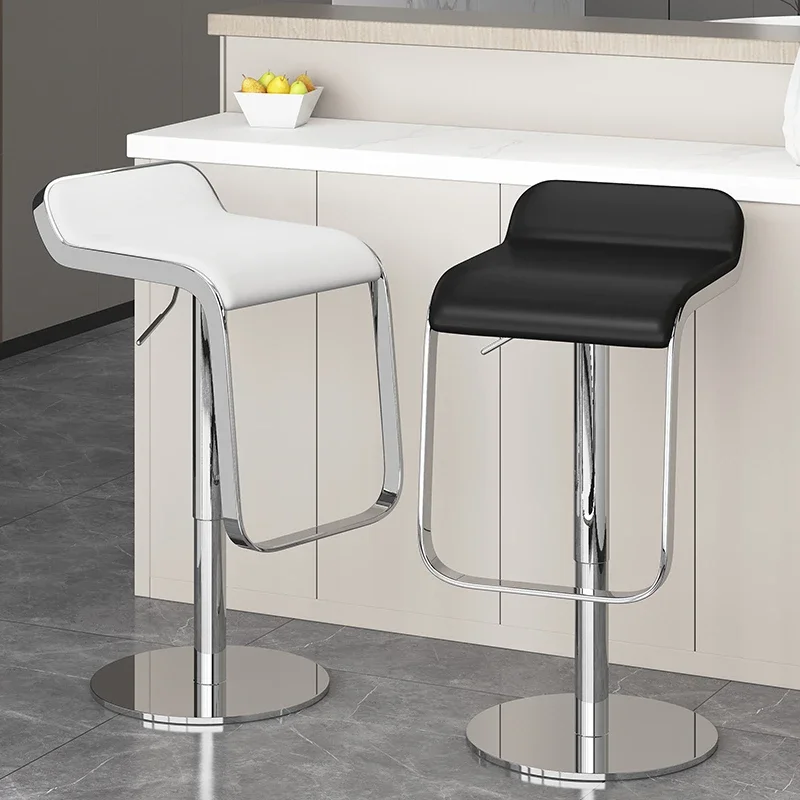Chaise de Bar de cantine, tabouret de luxe en acier inoxydable, moderne et Simple, levage nordique, meubles esthétiques rotatifs à haute luminosité