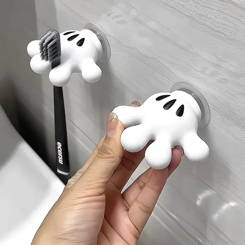 Soporte para cepillo de dientes Mickey Palm, bonito toalla de baño, ventosa, gancho multifunción, gancho sin rastro, enrollador de cable de datos