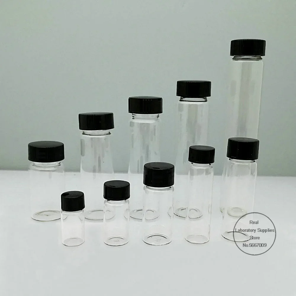 Flacone per campioni in vetro trasparente da 2 ml a 60 ml Flacone per reagenti da laboratorio Piccole fiale medicinali trasparenti per esperimenti chimici