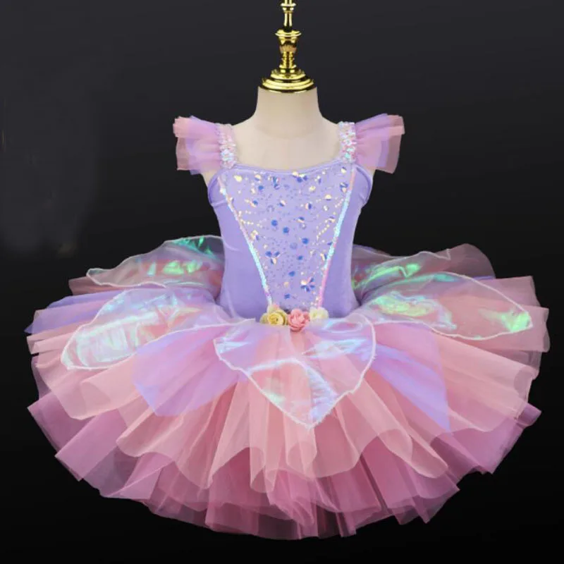 เด็กวัยหัดเดินSequinedสีขาวบัลเล่ต์Tutuชุดสาวชุดเต้นรําแจ๊สเด็กBallerinas Tutuชุดเด็กเสื้อผ้าเต้นรําบอลรูม