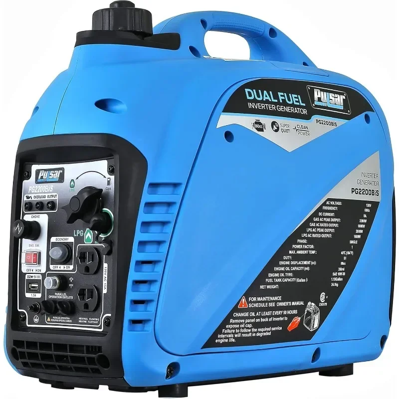 Hot Sellers.2,200W Portable Dual Fuel Quiet Inverter Generator with USB Outlet & Parallel Capability, CARB Compliant.NEW