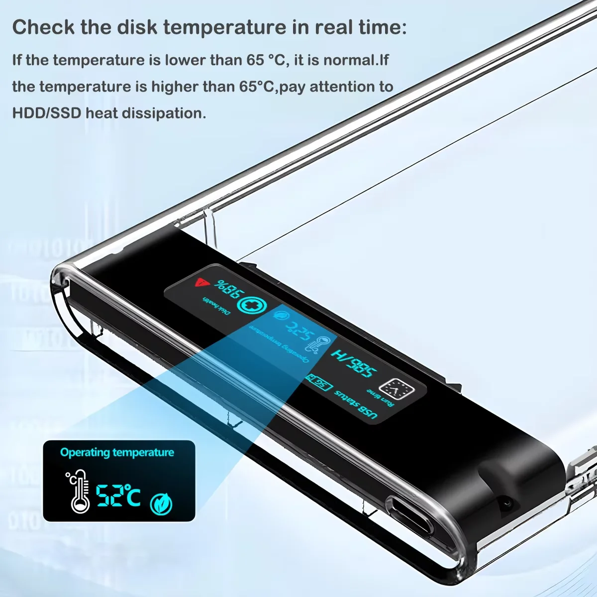 Внешний жесткий диск USB, 2,5 дюйма, 5 Гбит/с ,USB External HDD Case 5Gbps 2.5 Inch Transparent Hard Disk Case Hard Drive Enclosure SATA HDD SSD Storage Case for Laptop PC