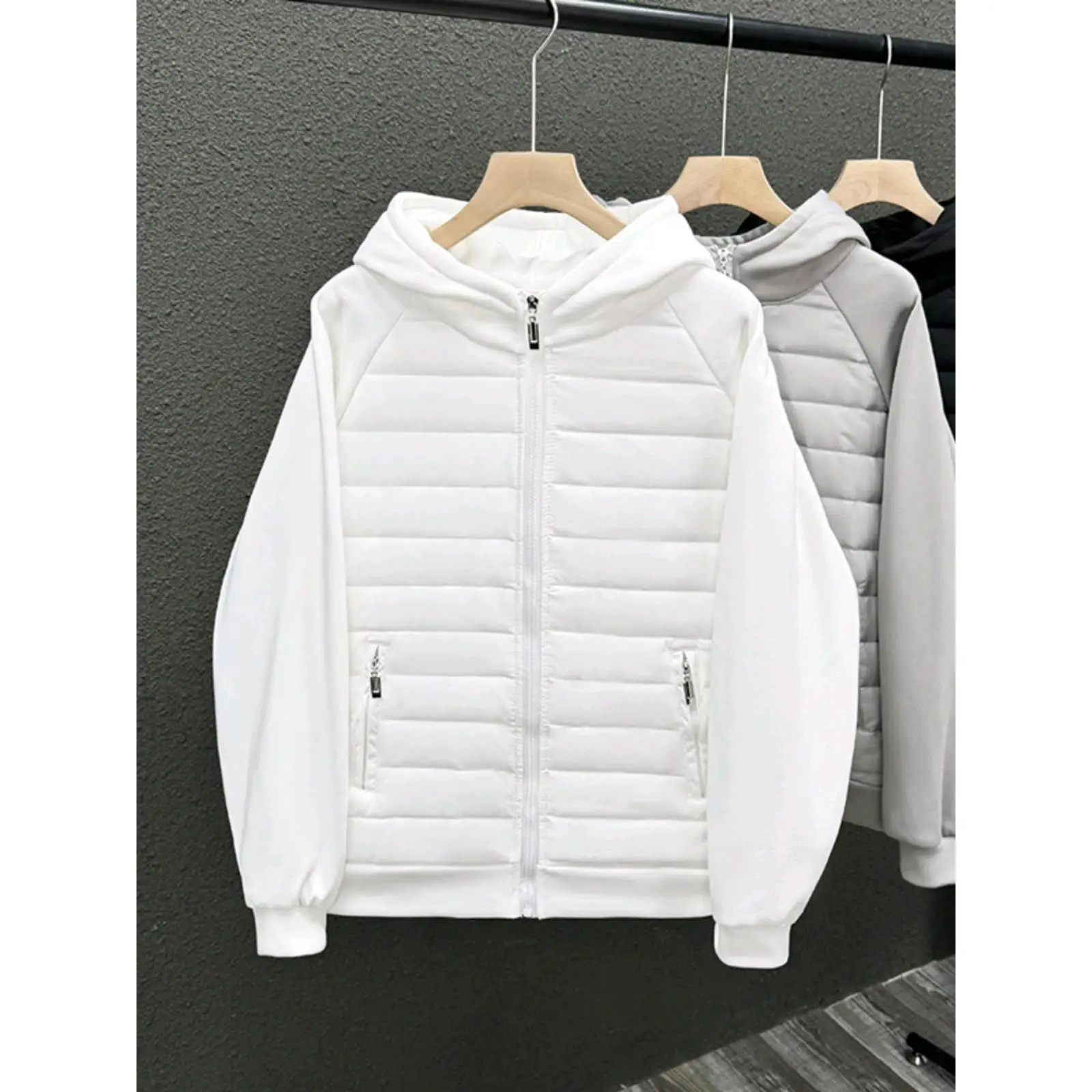 Manteau à capuche en coton de couleur unie pour hommes, veste tendance, gris, noir, blanc, coupe ample, polyvalente, décontractée, Unique, Style Couple