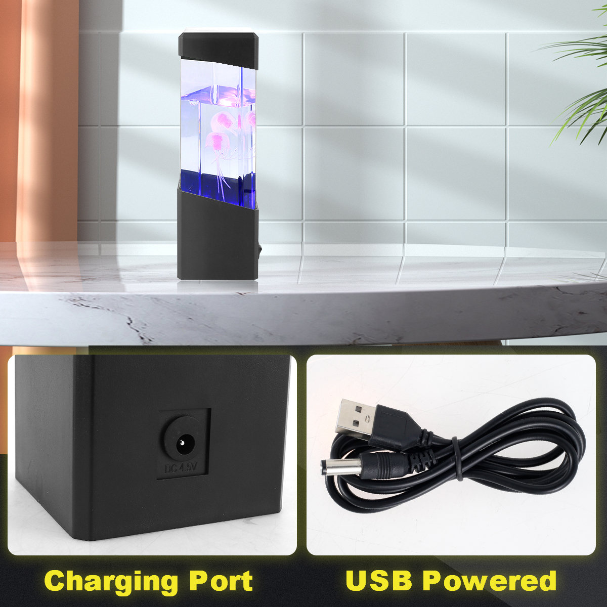 Led Jellyfish Lamp Usb/Battery Operated Jellyfish Night Light Multi-Color Changing Aquarium Tank Lamp Decorative Simulated