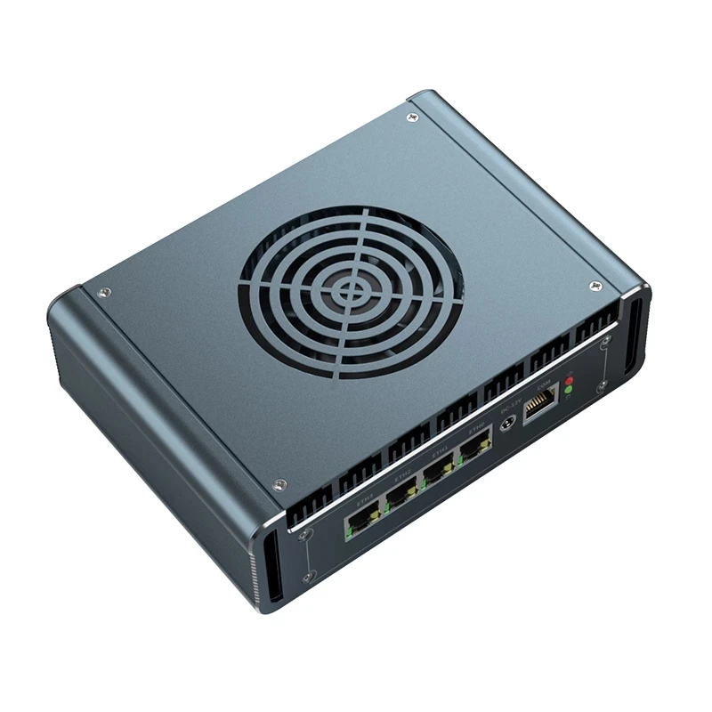 4x i226 2,5G LAN 12. Generation Intel N100 Firewall Router Aluminium mit Lüfter Celeron N5105 J4125 pfSense PVE Computer Firewall Mini PC