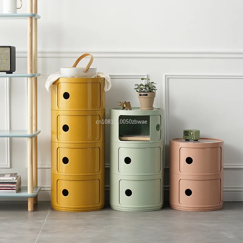 Nightstands Modular Bedside Table Round Large-capacity Storage Bedside Small Cabinet Bedroom Simple Storage Narrow Side Cabinet