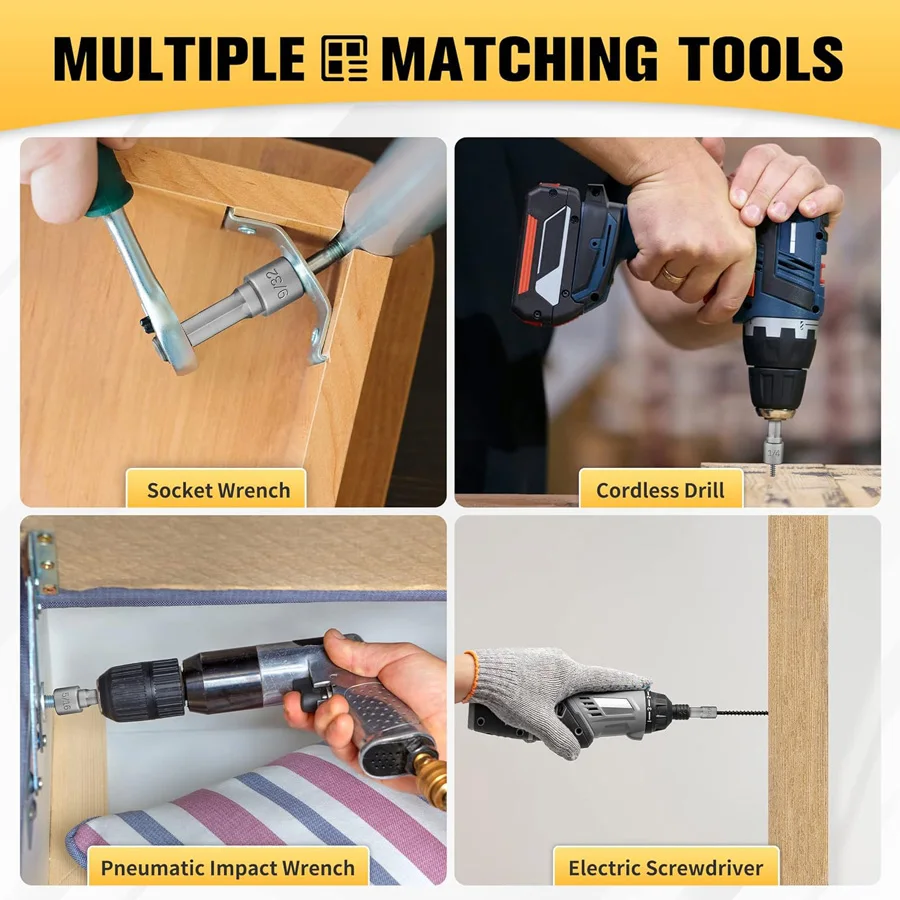 9pcs/14pcs Powerful Socket Inner Hexagonal Wrench Hexagonal Handle Screwdriver Socket Extension Rod Pneumatic Screwdriver Insert