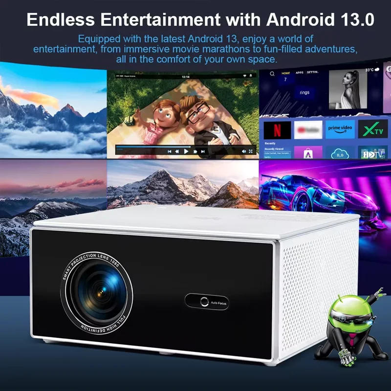 Proiettore ThundeaL 2K 4K Full HD 1080P TDA7W 2G 32G Android 13 WiFi 6 Home Theater Proiettore a fascio TDA7 per video riunioni all'aperto