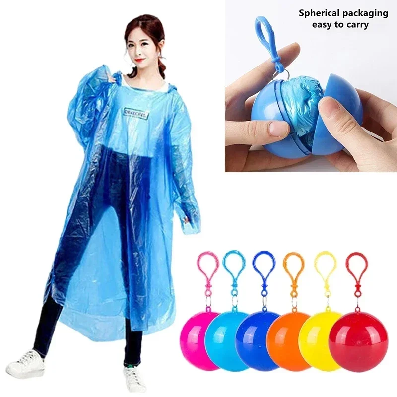 Nuevo impermeable desechable portátil, llavero, bola de compresión, bola de bolsillo, Poncho colgante de viaje para adultos al aire libre, equipo de Camping