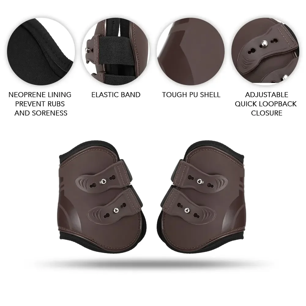 4 ชิ้นม้าขารองเท้าปรับด้านหน้าขาหลังเอ็นปกป้องขี่ม้า PU Shell และ Neoprene คุณภาพสูง