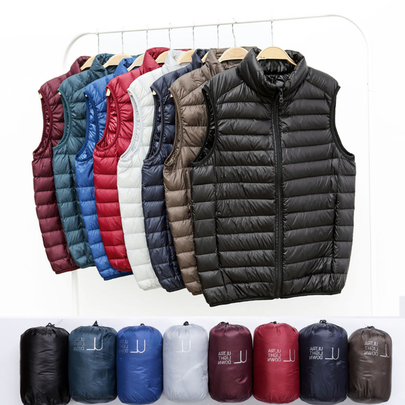 90 % weiße Entendaunenweste, tragbare ultraleichte ärmellose Jacke, tragbare Herrenweste, neue ärmellose Winterjacke für Herren 2024