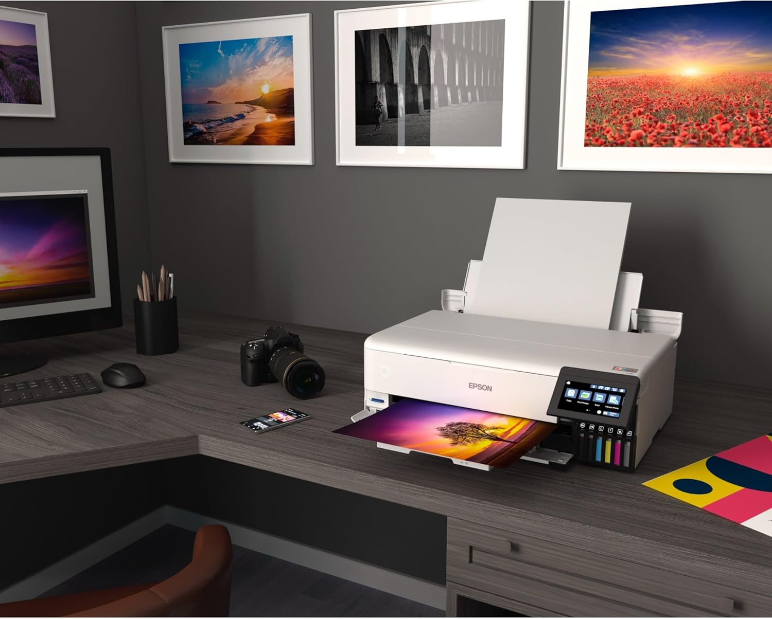 EcoTank Photo ET-8550 Wireless Wide-Format All-in-One Supertank Printer with Scanner, Copier, Ethernet and 4.3-inch