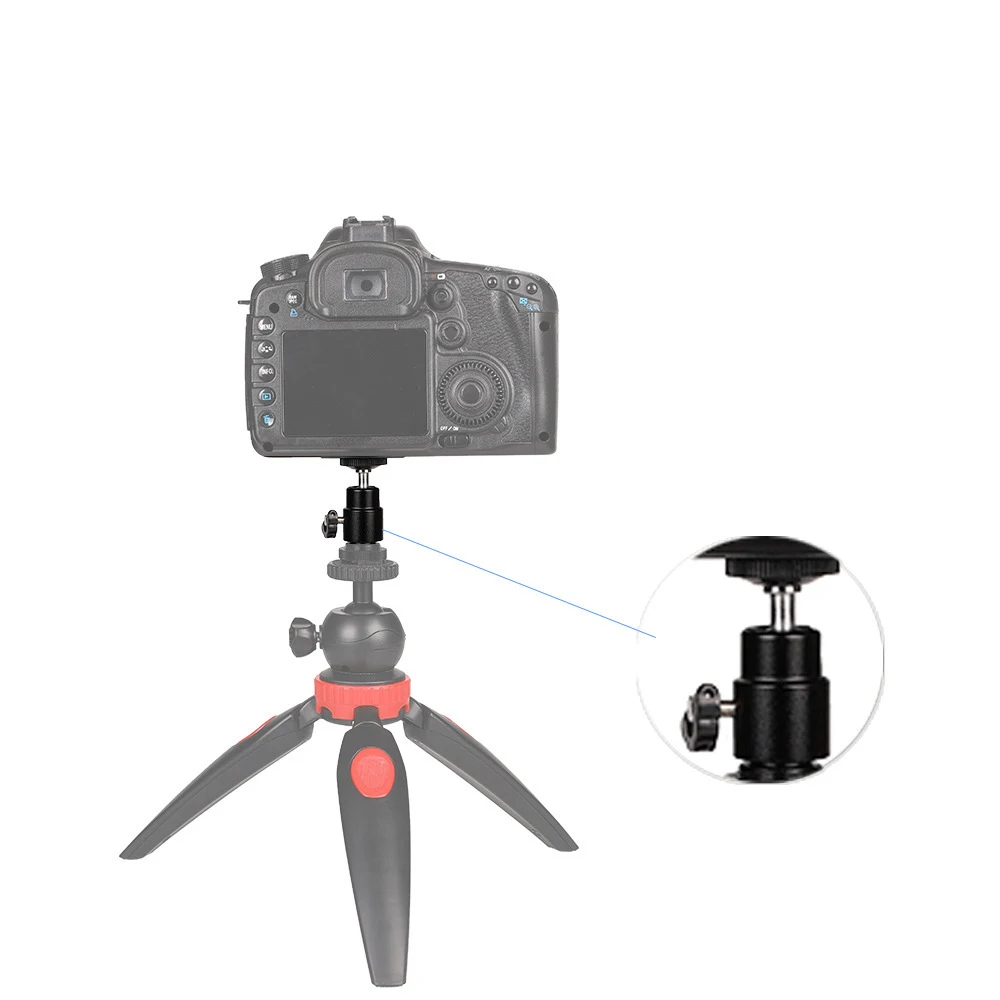 ขาตั้งกล้องหัวบอล360 ° หมุนได้ขนาดเล็กพร้อมอะแดปเตอร์อุปกรณ์ติดกล้องแบบรองเท้าร้อน1/4 "สำหรับกล้อง Microphone lampu พกพา