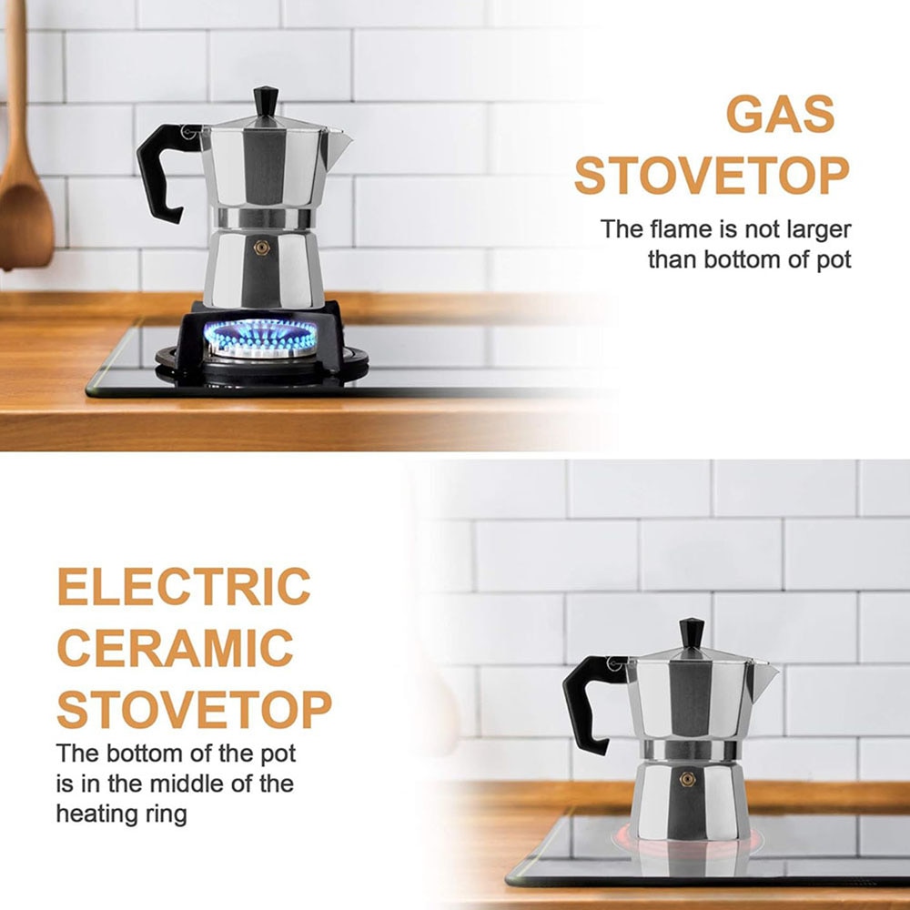 Hervidor de café de aluminio, tetera de café de Moka, para el hogar, para el exterior, equipo de vajilla para acampar