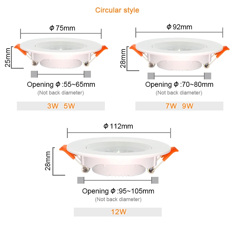 10 Uds. Focos empotrables LED 7W 9W 5W 12W 3W AC220V 110V COB Chip lámparas empotrables de techo para iluminación del hogar