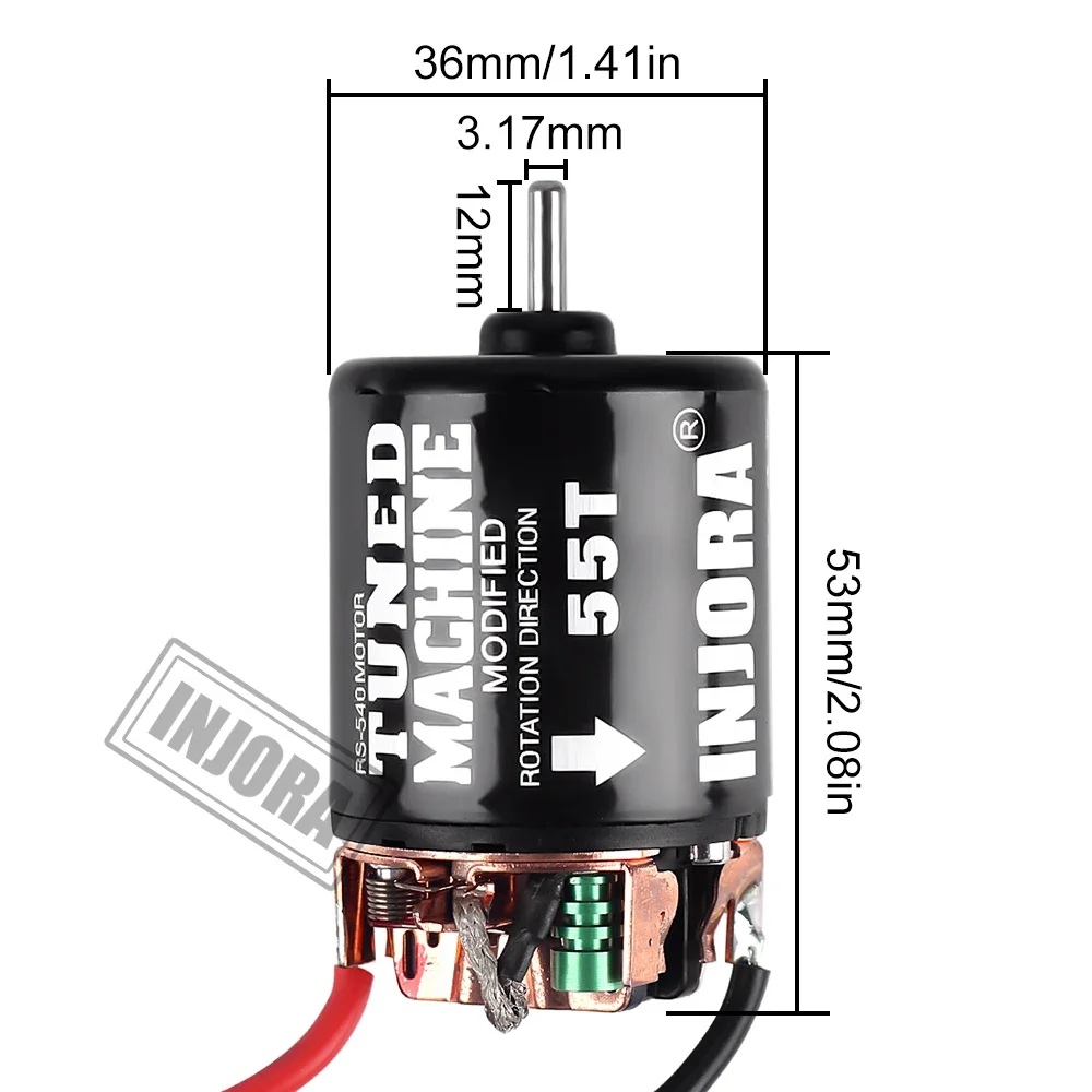 INJORA 540 Chải Xe Máy Chống Nước 13T 21T 35T 45T 55T 80T Cho 1:10 RC xe Bánh Xích Trục SCX10 AXI03007 90046 Redcat Gen8