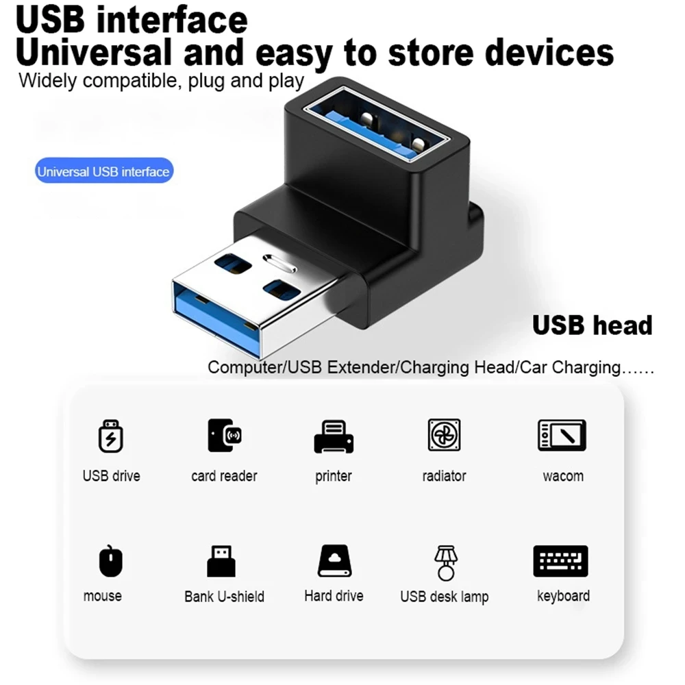 Adattatore a gomito verso l'alto USB da 10 Gbps per connettore per PC portatile convertitore adattatore di estensione ad angolo retto da 90 gradi USB 3.0 maschio a femmina