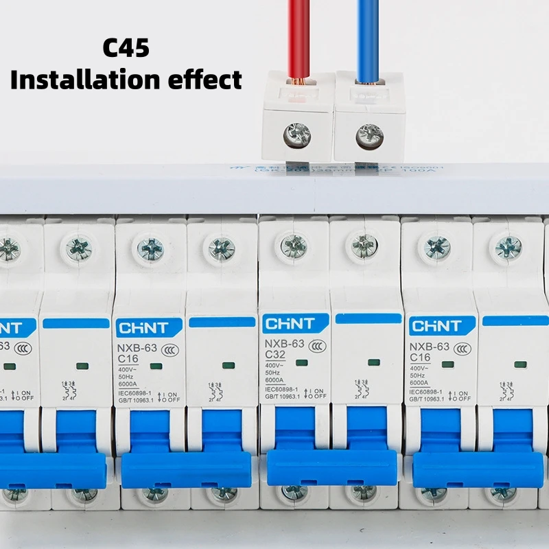 100A Busbar Terminal C45 MCB Connectors Angled/Straight DPN Side Wiring Terminal 7-1/0 AWG 1P2P3P4P 805-1N GK805 Mounting Kits