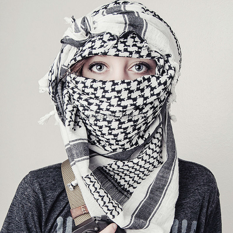Bufanda táctica árabe Keffiyeh Shemagh, chal de algodón para invierno, cubierta más cálida para el cuello, envoltura para la cabeza, bufanda para acampar al aire libre a prueba de viento para hombres y mujeres