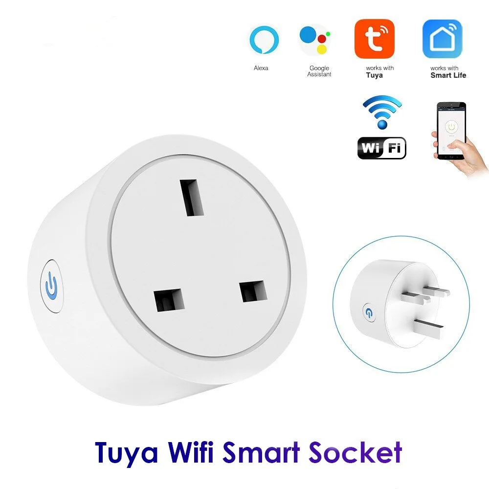 Tuya inteligente wifi plug eua reino unido jp padrão sem fio tomada de controle remoto eletrodomésticos inteligentes trabalho com alexa google casa