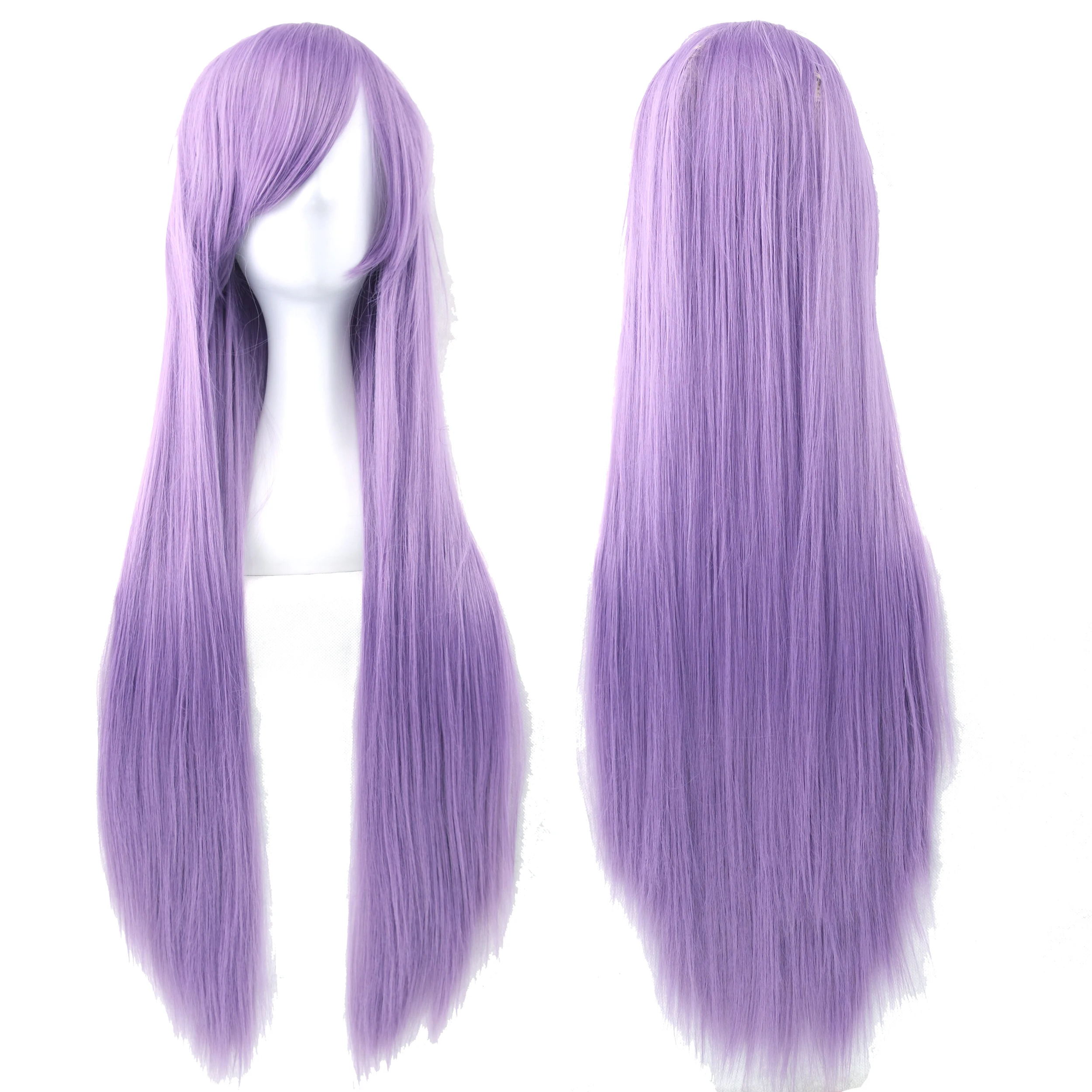 80 ซม.ยาวตรงผมสังเคราะห์สีเทาคอสเพลย์WigsกับBangsฮาโลวีนเครื่องแต่งกายPartyวิกผมสําหรับผู้หญิง