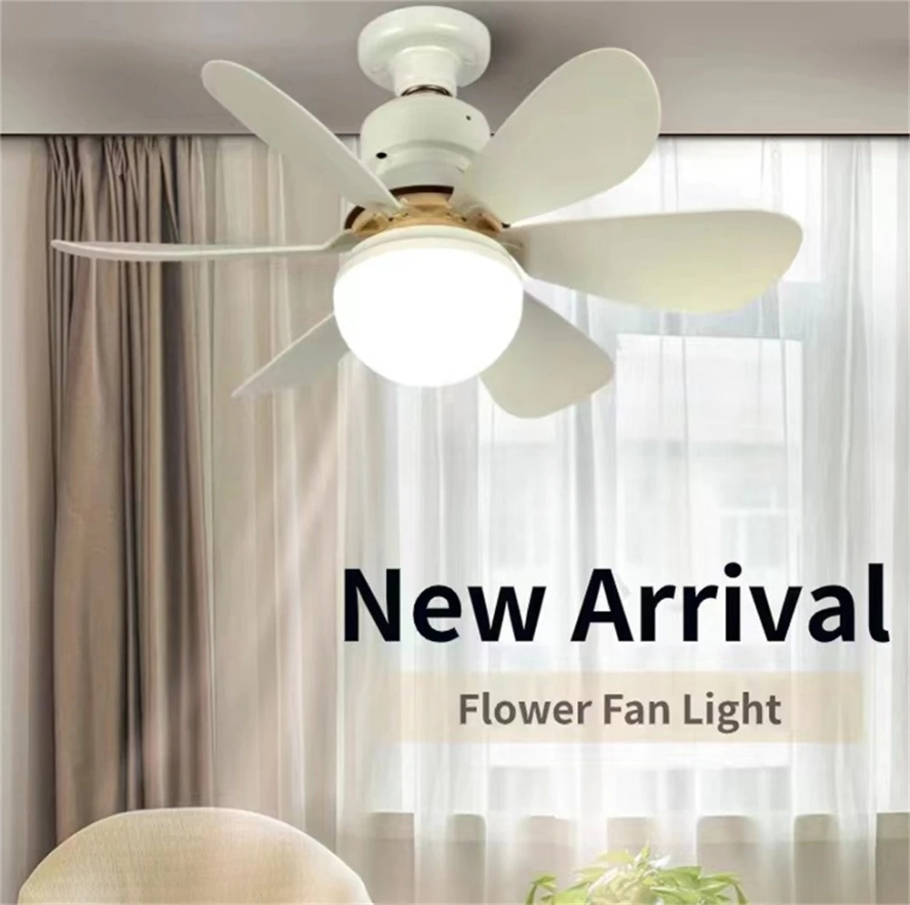 Ventilador de techo Led E27, luz regulable, temperatura de Color, montaje en techo moderno, Control remoto inteligente