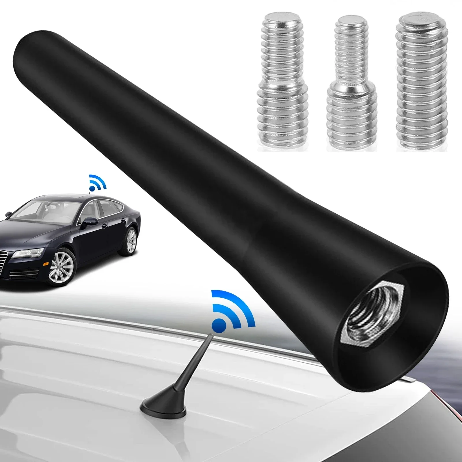 Sterke radiodakmontage FM AM DAB Zwart 6,5 cm lengte Auto Universeel met schroeven Autoantenne Mini korte voertuigaccessoires