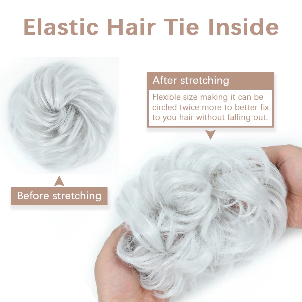 AZQUEEN Lộn Xộn Búi Tóc Tổng Hợp Thun Xoăn Sóng Chignon Scrunchies Tặng Updo Bộ Tóc Giả Dành Cho Nữ
