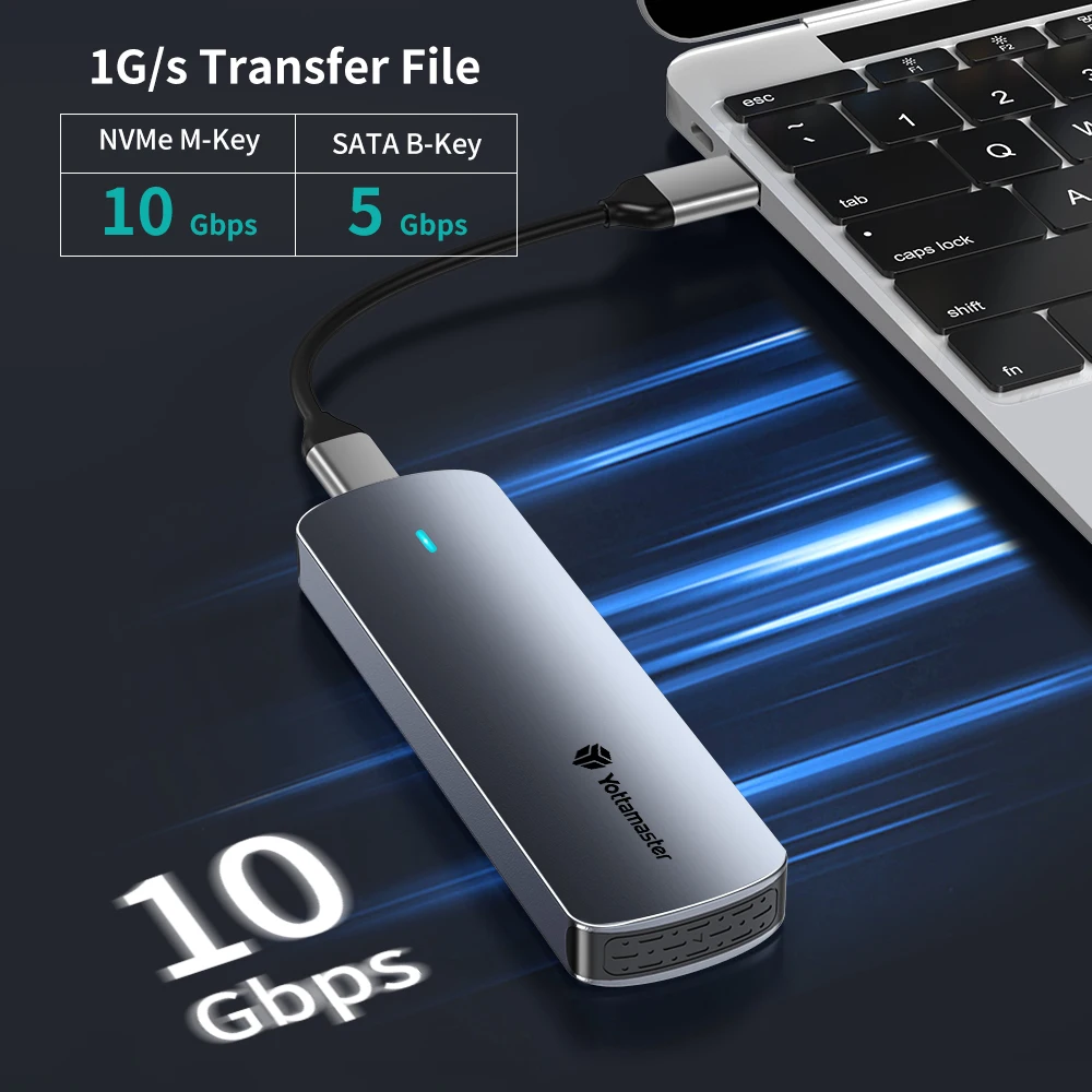 Корпус для жесткого диска Yottamaster M2 SSD, корпус для жесткого диска с двумя протоколами, 10 Гбит/с, NVME PCIE и 5 Гбит/с, SATA AHCI, корпус для внешнего твердотельного накопителя